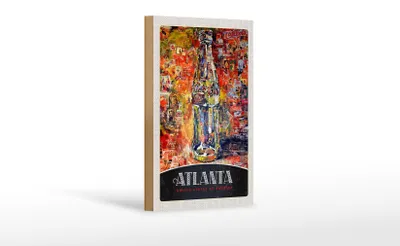 Produktbild von Holzschild Reise 12x18 cm Atlanta Amerika Cola Gemälde