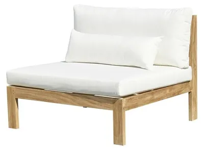 Image de Fauteuil de jardin en teck massif et tissu Blanc TOUQUET