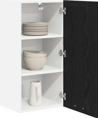 Produktbild von "Winter Sale" Hängeschrank Riga Schwarze Eiche und Weiß 40 x 31 x 80cm - clorisNeu623318 - Küchenschränke