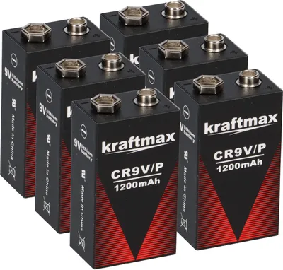 Produktbild von 6x Kraftmax Lithium 9V Block Hochleistungs- Batterien für Rauchmelder Feuermelder - 10 Jahre Batterie Lebensdauer