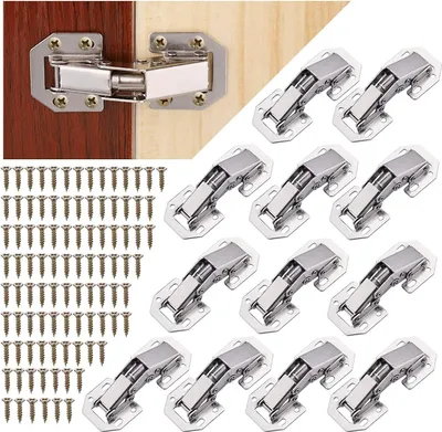 Produktbild von 12 Stück Scharniere Schranktür mit Scharnierschrauben, Scharniere für Schranktüren,Schrankscharnier für Holztüren, 90° Aufschraubscharnier (80stk) für Schranktür, Holztür, Lamellentüren