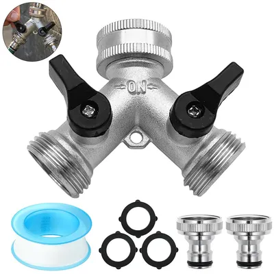 Produktbild von 2-Wege Wasserverteiler 3/4 Zoll – Wasserhahn Verteiler, Y-Verteiler für Waschmaschine & Geschirrspüler
