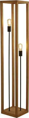 Produktbild von Stehleuchte Metall Holz E27 140 cm Natur Schwarz 2-flammig eckig Modern Stehlampe