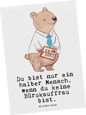 Produktbild von Mr. & Mrs. Panda Fotokarte Bürokauffrau Herz - Weiß - Geschenk, Kunstkarten, Witzig, Ausbildung, Beruf, Postkarte, Spruch, bildkarte, Kauffrau für Büromanagement, Lustig