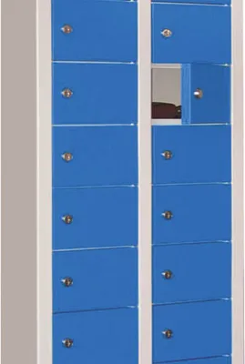 Produktbild von Kleinfachschrank - 30 Fächer - 1.950 x 460 x 200 mm (HxBxT) - rubinrot/tiefschwarz