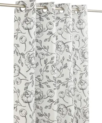 Produktbild von LANDKING® Ösenschal, Gardine, Vorhang, Dekoschal, Blumen Rosen, Blickdicht, 8 Ösen, 140 x 245 cm, Landhaus, Romantik, Polyester, Farbe schwarz
