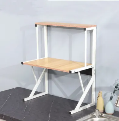 Produktbild von 2 Ebenen Mikrowellenregal Küchenregal Küchenarbeitsplatten Organizer 65x54x30cm Holzfarbe