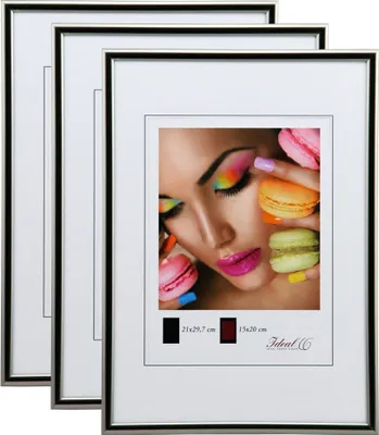 Produktbild von New Lifestyle Set Bilderrahmen Wanddeko Collage Poster Rahmen 2er 3er 5er Pack - Farbe: 3er Pack Stahl | Format: 21x29,7 DIN A4