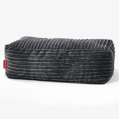 Produktbild von Großer schwarzer Fußhocker aus Cordstoff – Sitzpouf und Sitzsack-Hocker für das Wohnzimmer