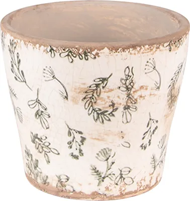 Produktbild von Clayre & Eef Blumentopf Ø 10x9 cm Grün Beige Keramik Blumen