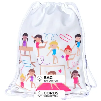 Imagen del producto de HECKBO Bolsa deportiva para niñas con diseño de gimnastas | Mochila saco para ballet, gimnasia, guardería y colegio | 40 × 32 cm