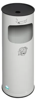 Produktbild von Klassischer runder Kombiascher | HxBxT 61x25x25cm | Verzinkter Stahl | Grau