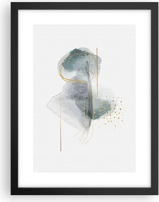 Produktbild von Gerahmtes Poster - Schwarzer Rahmen - Aquarell Flecken Gold - 30x40 cm - Wand Bild - Wanddeko - Wandbilder - Kunstposter - Wandposter - Bilderrahmen - Bilder - Kunstdruck - P2BPA30x40-4830