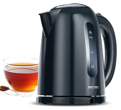 Wasserkocher 2200 W 1,7 L Edelstahl Schwarz