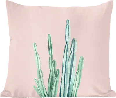 Produktbild von MuchoWow® Zierkissen Sofakissen Wohnzimmer Dekokissen 40x40 cm Kaktus - Sukkulenten - Rosa - Foto Kissen - Schlafzimmer Dekoration