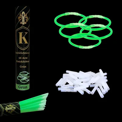 Produktbild von 50 Arm Knicklichter Grün, Leuchtstäbe Neon Party Deko, Glow Sticks
