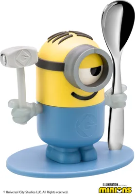 Produktbild von WMF Minions Eierbecher mit Löffel, Kunststoff, ab 3 Jahren, Cromargan Edelstahl poliert, spülmaschinengeeignet, gelb, blau