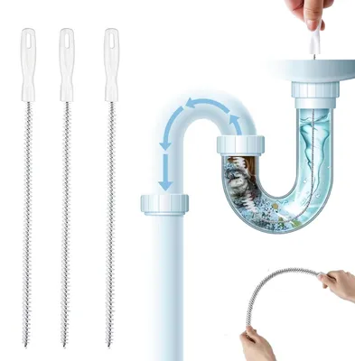 3 flexible Abflussbürsten für Waschbecken, 35 cm