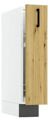 Produktbild von Küchenunterschrank 15 cm - Artisan Eiche und Aschegrau - mit Schublade und Korb mit 2 Einlegeböden - ohne Arbeitsplatte - Modulküche