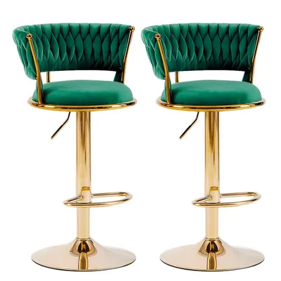Produktbild von 2er Barhocker Barstuhl Tresenhocker Küchenhocker Loungesessel Esszimmerstuhl, Grün