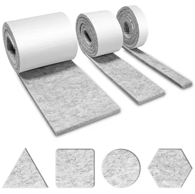 Imagen del producto de Protectores autoadhesivos de fieltro, 3 rollos, color gris, para sillas, protección del suelo