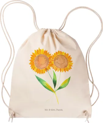 Produktbild von Mr. & Mrs. Panda Turnbeutel Blume Sonnenblume - Transparent - Geschenk, Freundin, Sonnenblumen, Beste, Stoffbeutel, Drawstring Bag, wander rucksack, Baumwolltasche