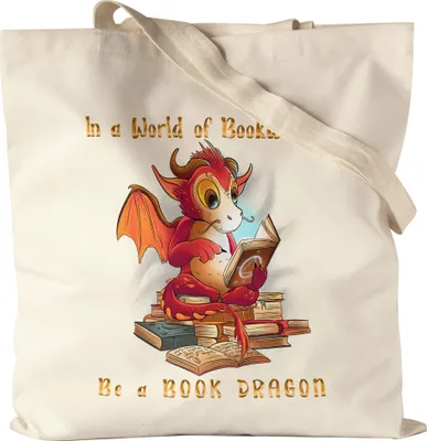 Produktbild von Bookworm? Please, I Am A Bookdragon Jutebeutel Stoffbeutel Buch Lesen Bücherwurm Drachen Bildung Bücher