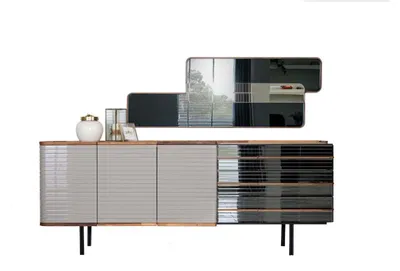 Productafbeelding van Witte dressoir met spiegel, commode, kast, hout, eetkamer