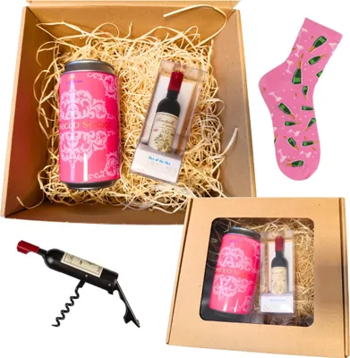 Produktbild von Set für Sie - Prosecco-Socken + Weinflaschen-Korkenzieher