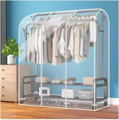 Imagen del producto de Percha con cremallera, transparente, de 50 x 150 x 90 cm, para almacenamiento