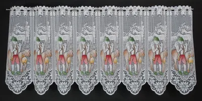 Produktbild von Gardinen Kranzusch Scheibengardine Kühe u. Alphirte 45x247 cm H/B weiß mit bunt Bistrogardine Vorhang Küche 1er Pack