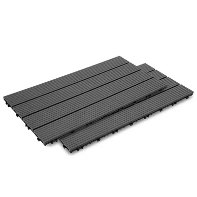 Immagine prodotto di Set di 6 piastrelle in plastica effetto legno, piastrelle in WPC, antracite, 30x60cm per pezzo, balcone, piscina, giardino, 1mq