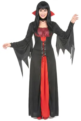 Produktbild von Vampir-Damenkostüm für Halloween rot-schwarz Einheitsgröße (40)