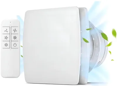 Productafbeelding van PolkaHome® Badkamerventilator 100mm – Afstandsbediening – 5 Snelheden – 190 m³/h – Afzuiging badkamer met terugslagklep