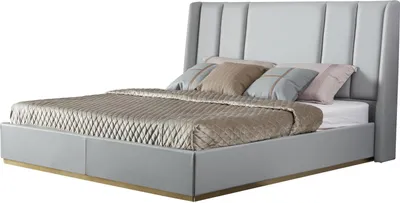Produktbild von Luxus Designer Bett Leder Betten Klassisches Bettgestell Beige Schlafzimmer Neu