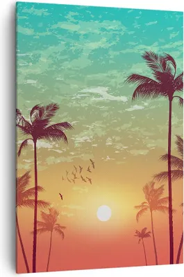Produktbild von Bild auf Leinwand - Leinwandbild - Einteilig - Horizont Küste Kokosnuss Himmel - 70x100cm - Wand Bild - Wandbilder - Leinwanddruck - Wanddekoration - Leinwand bilder - Wandbild - PA70x100-3121