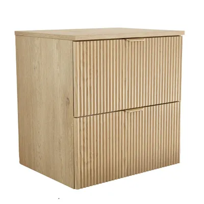 Zdjęcie produktu dla WENA Szafka pod umywalkę 60 cm, ryflowane fronty, metalowe uchwyty w kolorze złotym (Kolor: Dąb Cremona)
