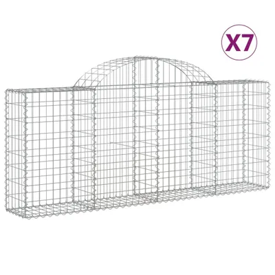 Zdjęcie produktu dla vidaXL Gabiony z wysokim łukiem 7 sztuk 200x30x80/100 cm Ocynkowane żelazo