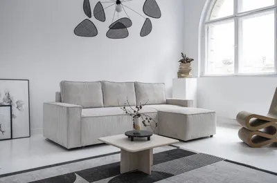 Produktbild von MIUFORM Brave Dave - Ecksofa mit Bettfunktion und Bettkasten L-FORM Sofa mit umstellbarer Ottomane - 250x156cm - Beige - Sofa Schlafsofa Couch