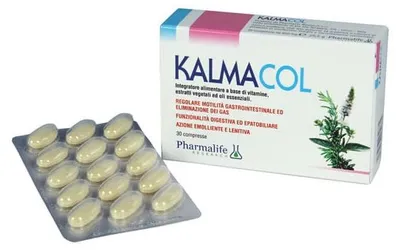 Produktbild von KALMACOL Nahrungsergänzungsmittel mit Kamillenextrakt & Pfefferminzöl bei Verdauungsbeschwerden & Reizdarmsyndrom, 30 Tabletten