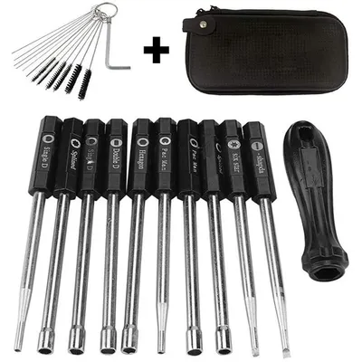 Produktbild von 10 Stück Vergaserschraubendreher-Werkzeugsatz,Einstellschraubendreher mit Tragetasche,Bürste und Reinigungswerkzeugsatz für 2-Takt Common Engine