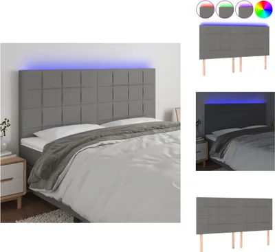 Produktbild von vidaXL LED Kopfteil Dunkelgrau 200x5x118/128 cm Stoff -  Kopf- & Fußenden