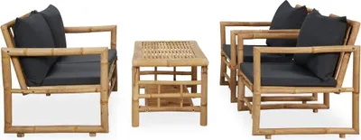 Obrázek produktu pro vidaXL 4dílná zahradní lounge souprava s bambusovými polštáři