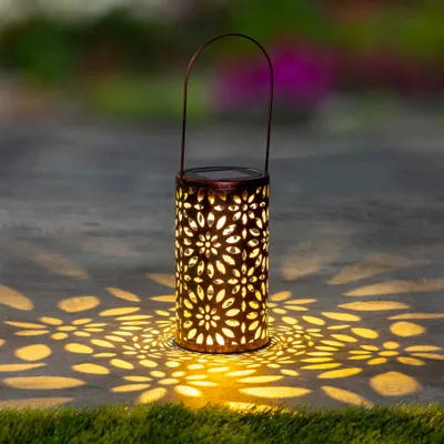 Produktbild von LED Solar Laterne im Blumendesign 1warmweißes LED 10x18cm