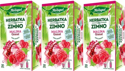 Produktbild von Herbapol Himbeere Granatapfel Tee 60 Beutel - kalt aufgießen Früchtetee Kalttee