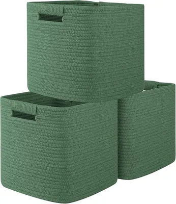 Imagen del producto de Silecomplaza, cubos de almacenamiento, 27,9 cm, pack de 3, cestas cuadradas, color verde