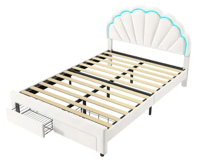 Image de Lit - Banquette-lit - Lit-canapé - Lit pour enfant - Revêtement - Structure en bois - Espace de rangement