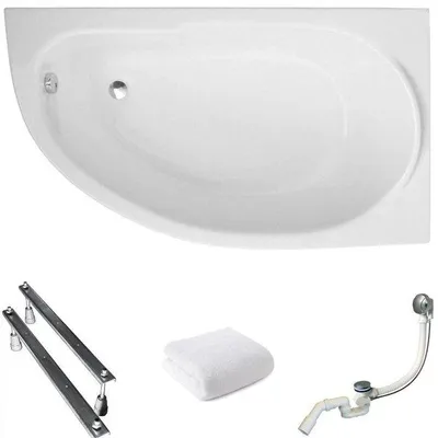 Obrázok produktu pre Aqua For You | Polimat Asymetrická vaňa Miki – 145 x 85 cm – antibakteriálna povrchová úprava – rohová vaňa – akryl – pravostranná – so sifónom