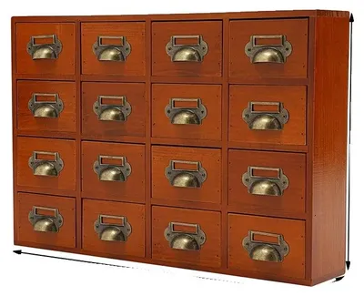 Image de Armoire de rangement, design vintage, 16 compartiments, couleur marron