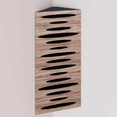Obrázok produktu pre 2-balenie – Úzka akustická rohová basová pasca s velúrovým poťahom | 50 x 23 x 10 cm | Odraz – zvuková izolácia | [PULSE – Sonoma | Čierna]